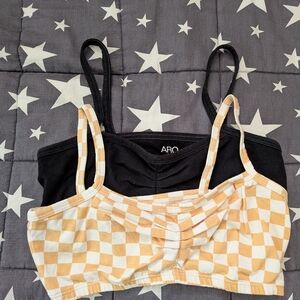 ARQ Black and Tan Checkered Zelda Bralette Set